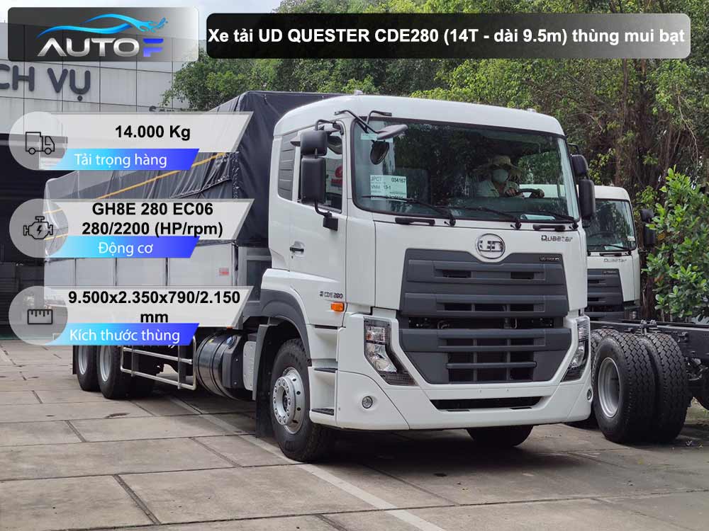 Xe tải UD QUESTER CDE280 (14 tấn, dài 9.5 mét) thùng mui bạt